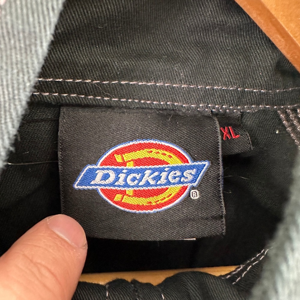 Dickies Jacket Mens XL Black Work Utility Full Zip Contrast Stitch Cotton Coat - Picture 5 of 9